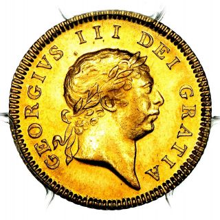 Rare 1811 King George Iii Great Britain London Gold Half 1/2 Guinea Pcgs Ms62