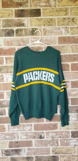 Vtg.  Nfl Authentic Pro Line Cliff Engle Sz Medium Green Bay Packers Knit Sweater