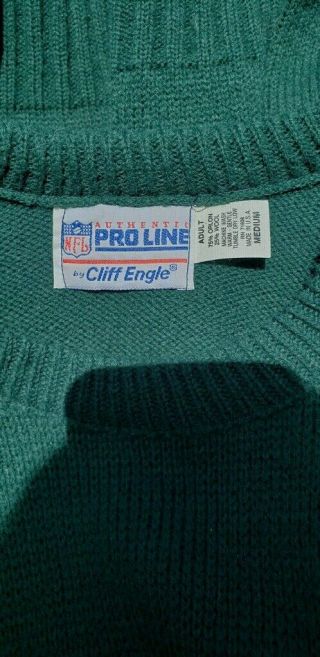 Vtg.  NFL Authentic Pro Line Cliff Engle SZ Medium Green Bay Packers Knit Sweater 2