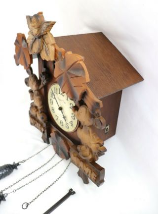 Vtg Mickey Mouse & Minnie German Style Wood Cuckoo Wall Clock 3