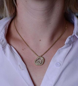 Chopard Happy Spirit Diamond 18k Gold Heart Pendant Necklace Retail $9830 5