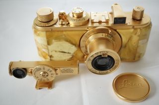Ultra Rare Leica Standard Gold Plated Camera With Royal Baltic Amber