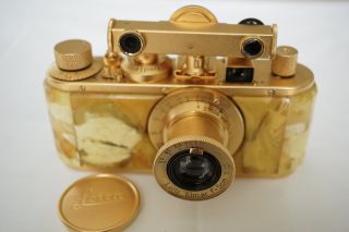 ULTRA RARE LEICA STANDARD gold plated Camera with Royal Baltic Amber 2