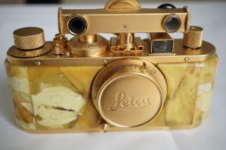 ULTRA RARE LEICA STANDARD gold plated Camera with Royal Baltic Amber 3