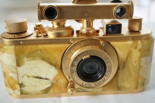 ULTRA RARE LEICA STANDARD gold plated Camera with Royal Baltic Amber 9