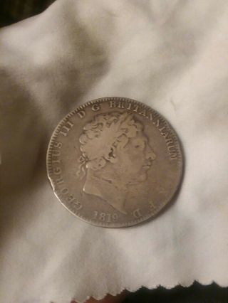 Vintage Great Britain Geroge Iii Crown 1819 Silver Coin Lix