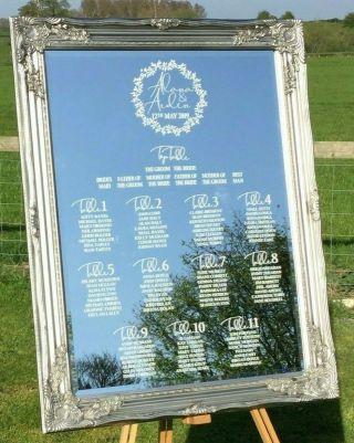 Vintage Style Mirror Seating Table Plan Completely Personalised To Keep Not Hire