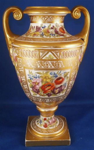 Antique 19thc 1805 Coalport Porcelain Church Gresley Pattern Vase Porzellan Urn