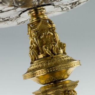 ANTIQUE 19thC EXCEPTIONAL FRENCH SOLID SILVER - GILT FIGURAL VASE & COVER c.  1850 10