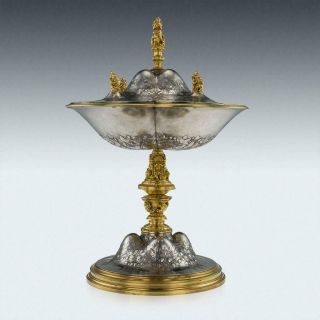 ANTIQUE 19thC EXCEPTIONAL FRENCH SOLID SILVER - GILT FIGURAL VASE & COVER c.  1850 2