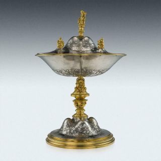 ANTIQUE 19thC EXCEPTIONAL FRENCH SOLID SILVER - GILT FIGURAL VASE & COVER c.  1850 3
