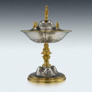 ANTIQUE 19thC EXCEPTIONAL FRENCH SOLID SILVER - GILT FIGURAL VASE & COVER c.  1850 4