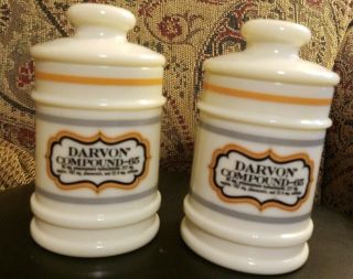 9 Darvon Compound 65 Custard Glass Pharmacy Jar Container Vintage