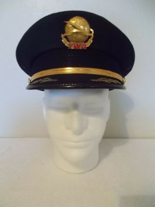 Vintage Twa Pilot Captains Hat With Badge (early 1960 