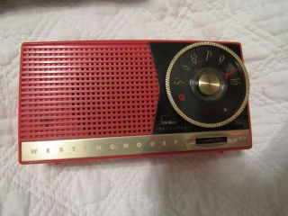 Rare Vintage 1957 Westinghouse Red Early Transistor Radio 9v