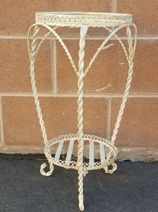 Vintage Country Metal Twisted Plant Stand Side Table 2 Tiered