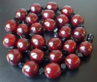 Vintage Art Deco Cherry Amber Bakelite Necklace 75.  4 Grams