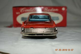 Vintage ' 62 Bandai Japan Tin Litho Cadillac Sedan Friction Toy Car Ex/NM W/OB 6