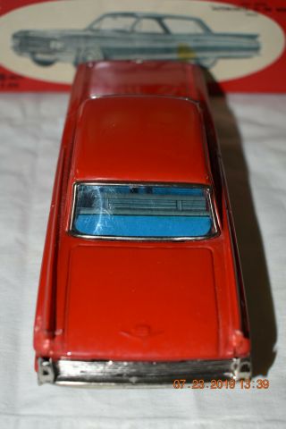 Vintage ' 62 Bandai Japan Tin Litho Cadillac Sedan Friction Toy Car Ex/NM W/OB 7