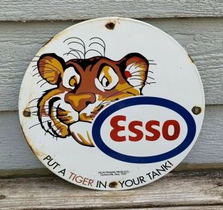 Vintage 1957 Esso Extra Gasoline Porcelain Gas Pump " Put A Tiger In Your Tank "