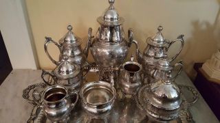 Antique Reed & Barton Silver Plate Tea Set 2962 10 Piece