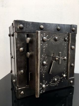 Late 18th Century Italian Antique Safe,  Studded Safe,  Strongbox,  Iron Chest