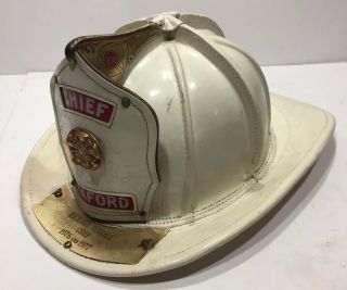 Vintage Ny Cairns Presentation Leather Fire Helmet Firefighting Cairns 5a Chief