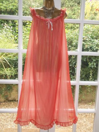Vintage 1960/70s Double Layer Nylon Nightie Nightdress Gown 42 " Tall Girl