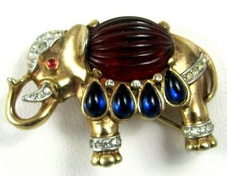 Vintage Crown Trifari Alfred Phillipe Moghul Elephant Brooch Pin Book Piece