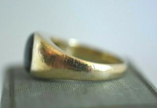 Vintage 14K Yellow Gold Ring Natural Black Grey Star Sapphire Men ' s Size 9 Ring 5