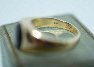 Vintage 14K Yellow Gold Ring Natural Black Grey Star Sapphire Men ' s Size 9 Ring 6