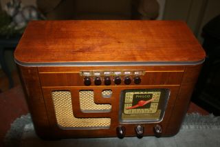 Rare Vintage Old Wood Antique Tube Radio Philco Mdl 40 - 124 Restored,
