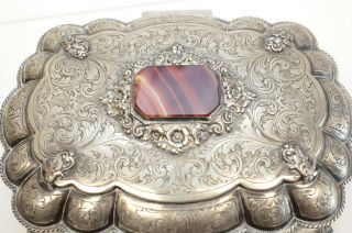 Valle & Gandini Italian Sterling Silver & Agate Large Table Box,  circa 1940 2