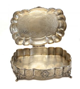 Valle & Gandini Italian Sterling Silver & Agate Large Table Box,  circa 1940 3