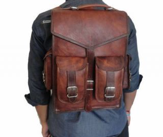 Mens Vintage Leather Laptop Backpack Rucksack Messenger Bag Satchel
