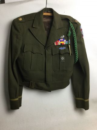 Ww2 82nd Airborne Officers Ike Jacket With Pins