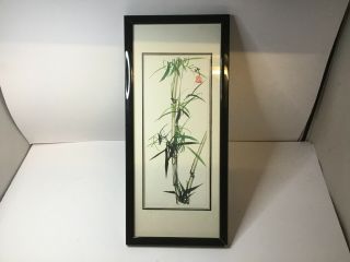 Vintage Chinese Watercolour Painting Of Bamboo Signed Artists Stamp