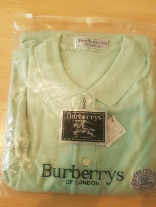 Rare Vtg 70s Burberry Polo T Shirt Large Bnwt