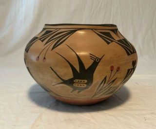 Signed Eleanor Pino Griego Vintage Large Bowl Zia Pueblo Vase 8 " X7 "