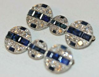 (2) Van Cleef & Arpels VCA Platinum Sapphire Diamond Art Deco Brooch Pin 50 ' s 2