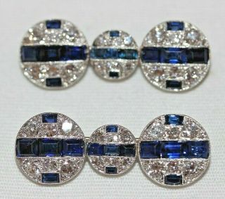 (2) Van Cleef & Arpels VCA Platinum Sapphire Diamond Art Deco Brooch Pin 50 ' s 3