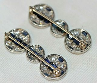 (2) Van Cleef & Arpels VCA Platinum Sapphire Diamond Art Deco Brooch Pin 50 ' s 6