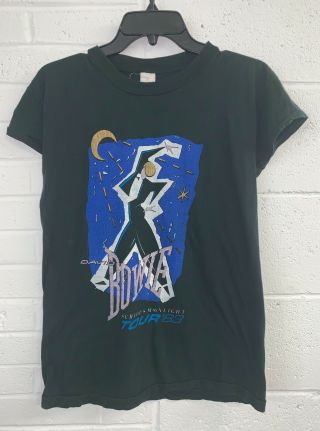 Vintage David Bowie 1983 Serious Moonlight Tour Concert T - Shirt Small S Rare 80s
