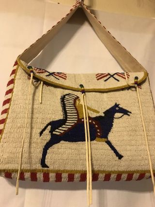Vintage Native American Bag Hand Beaded 1950s