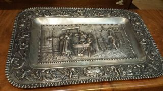 1010g Museum Xixc Tray Center Heavy Carving Bucolic Scenes 916 Silver