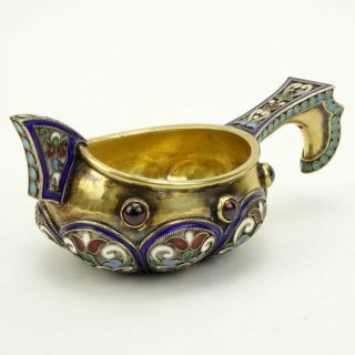 19th Century Russian 84 Silver And Cloisonne Enamel