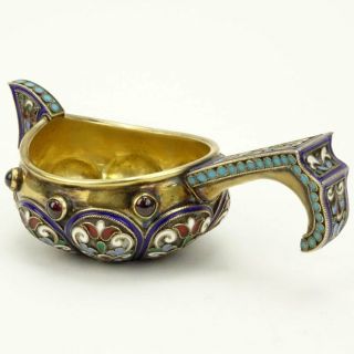 19th Century Russian 84 Silver and Cloisonne Enamel 2