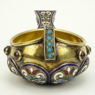 19th Century Russian 84 Silver and Cloisonne Enamel 4
