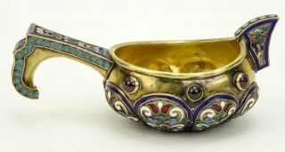 19th Century Russian 84 Silver and Cloisonne Enamel 5
