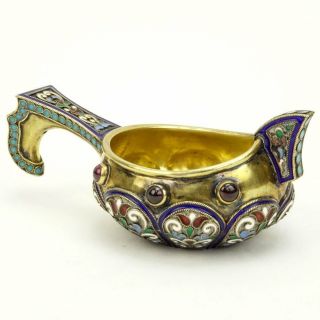 19th Century Russian 84 Silver and Cloisonne Enamel 6